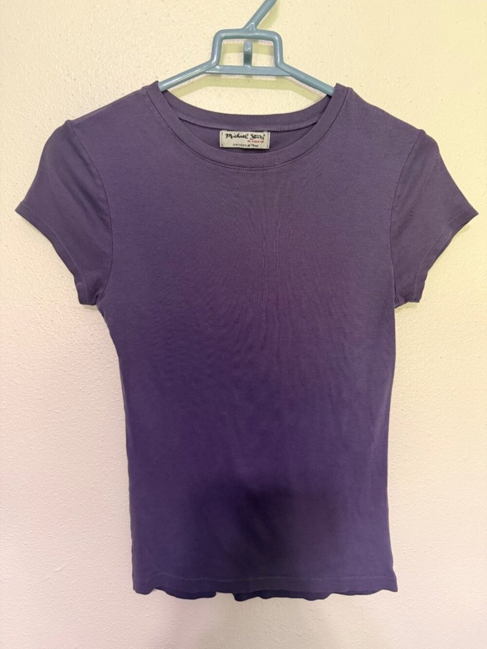 Michael Stars T-shirt Tee Purple Cotton Cap Sleeve Stretch Womans L